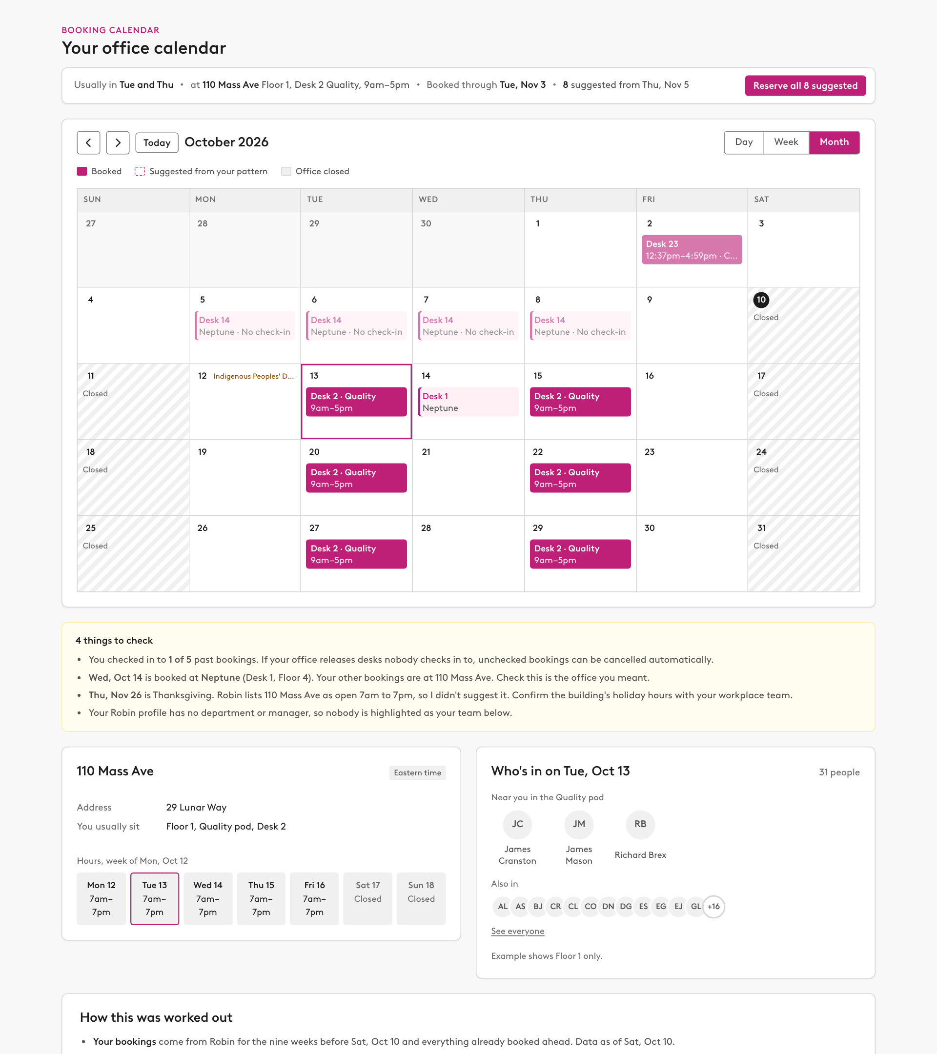 Preview of Booking calendar